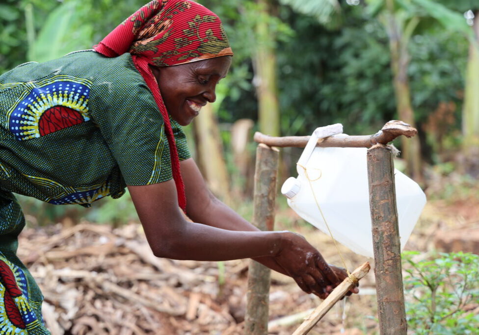 Emilienne Ahobantegeye is one of the USAID-funded Isoko y’Ubuzima project community mobilizers. In her community, she is known as a handwashing practice champion.
